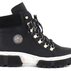 Rieker Naisten Nilkkurit Nauhoituksella Ja Vetoketjulla X8633-01 Musta