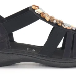 Rieker Naisten Sandaalit 60869-00 Musta